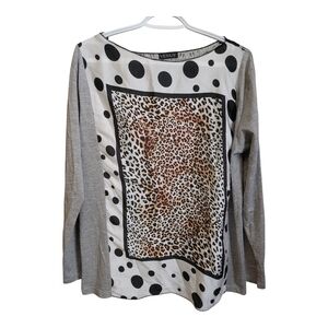 VENUS Gray Blouse with Boxy Style and Long Sleeves